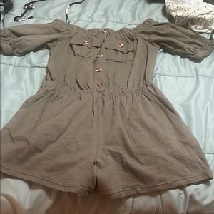 Off-Shoulder Olive Green Romper